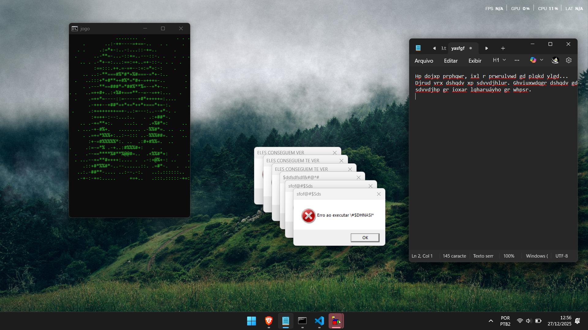 Game CMD — jogo rodando no prompt de comando