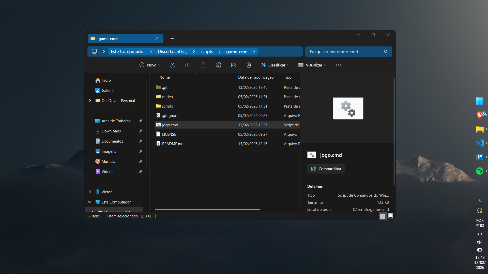 Game CMD — arquivos do projeto
